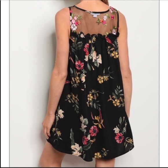 Black Floral Mini Dress - Picture 3 of 3